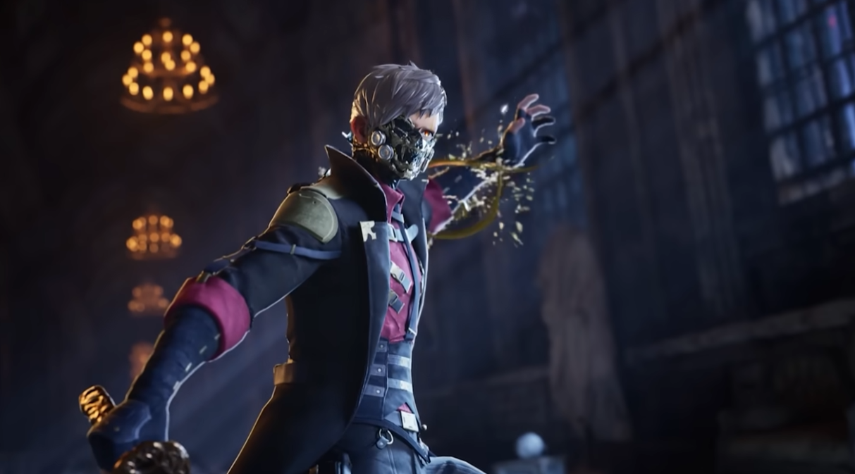 『CODE VEIN II』仮面の青年が吸血能力を発動する覚醒シーン|公式キービジュアル 吸血鬼の力を解放する仮面の青年が、剣を手にして闇の中で覚醒する『CODE VEIN II』の公式キービジュアル