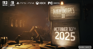 『リトルナイトメア3』の発売日が2025年10月10日であることを示すアイキャッチ画像。対応機種ロゴとキャラシルエットも掲載。