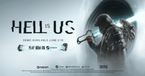 『ヘル・イズ・アス』PS5版プロモーションビジュアル。剣と鎖を構えた主人公とタイトルロゴ、Steam・PS5対応を示す告知入りアイキャッチ画像