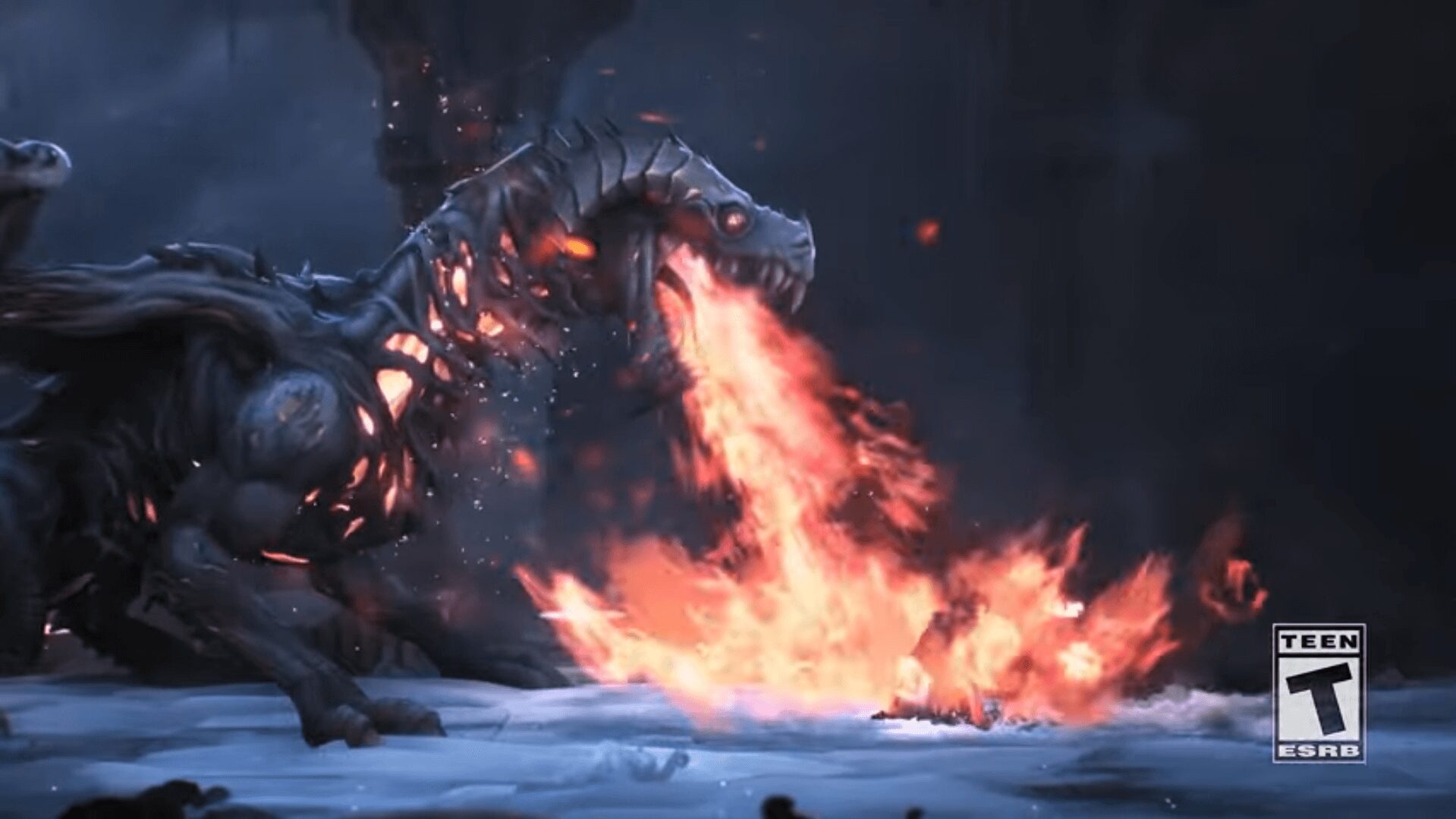 Mandragoraのドラゴン型ボスが炎を吐く戦闘シーン
