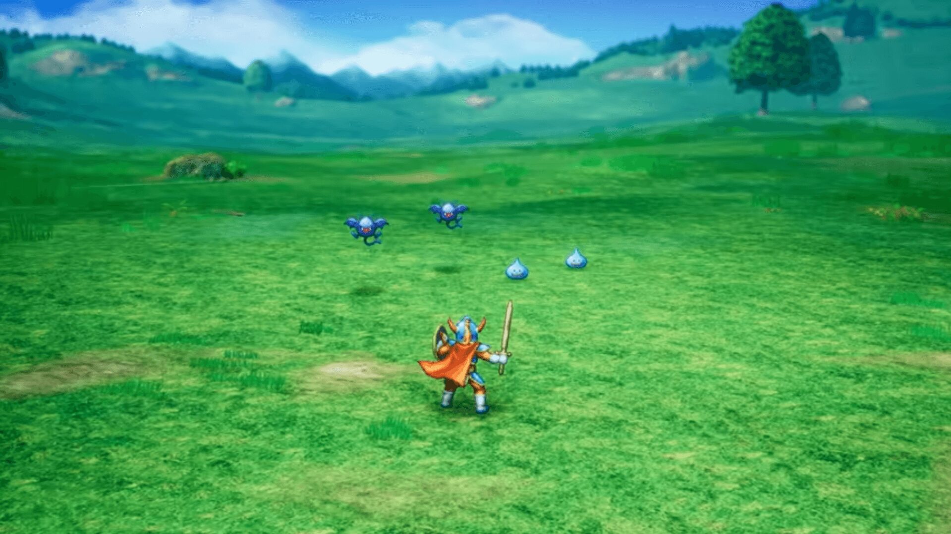 ドラゴンクエスト1リメイク 原野でスライムとドラキーに一人で挑む戦闘
