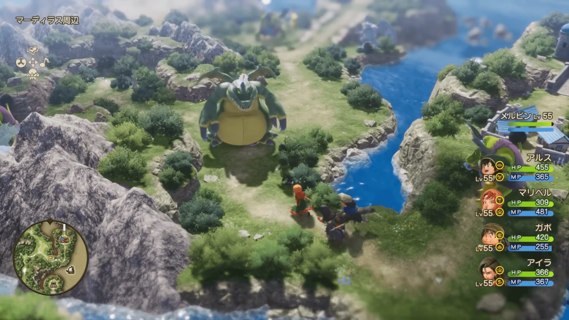 ドラゴンクエストVII Reimagined フィールドで巨大モンスターに接触する場面