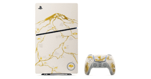 ゴースト・オブ・ヨウテイ限定デザインのPS5本体とDualSenseコントローラー ゴールド リミテッドエディション