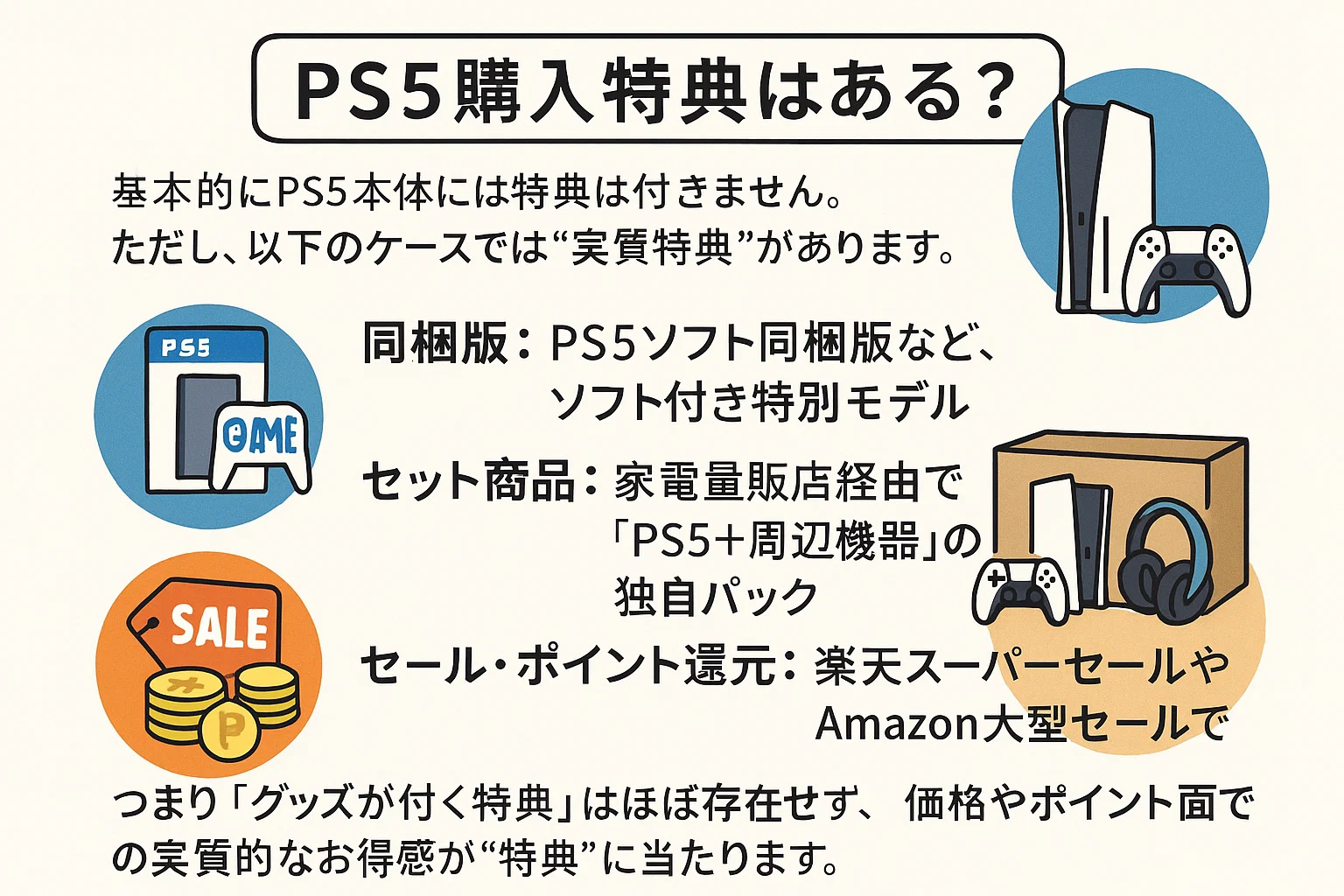 PS5購入特典はある？同梱版・セット商品・セール還元の解説