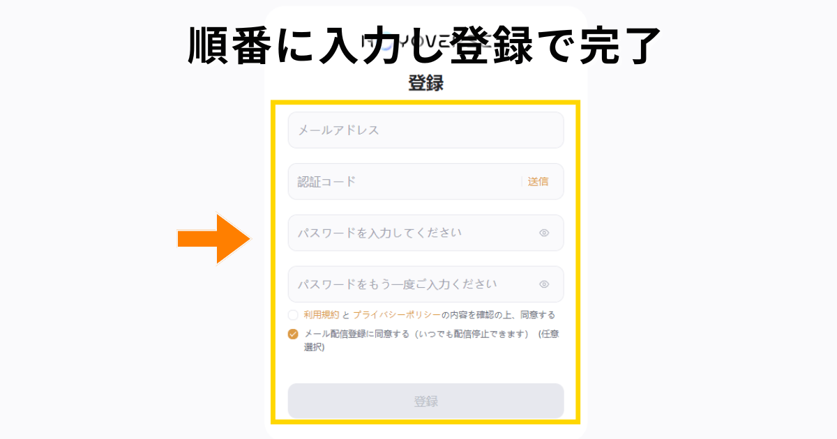 崩壊スターレイル 通行証作成入力フォーム 崩壊スターレイルの通行証作成フォーム画面。メールアドレス・認証コード・パスワードを入力して登録を完了する手順が表示されています。