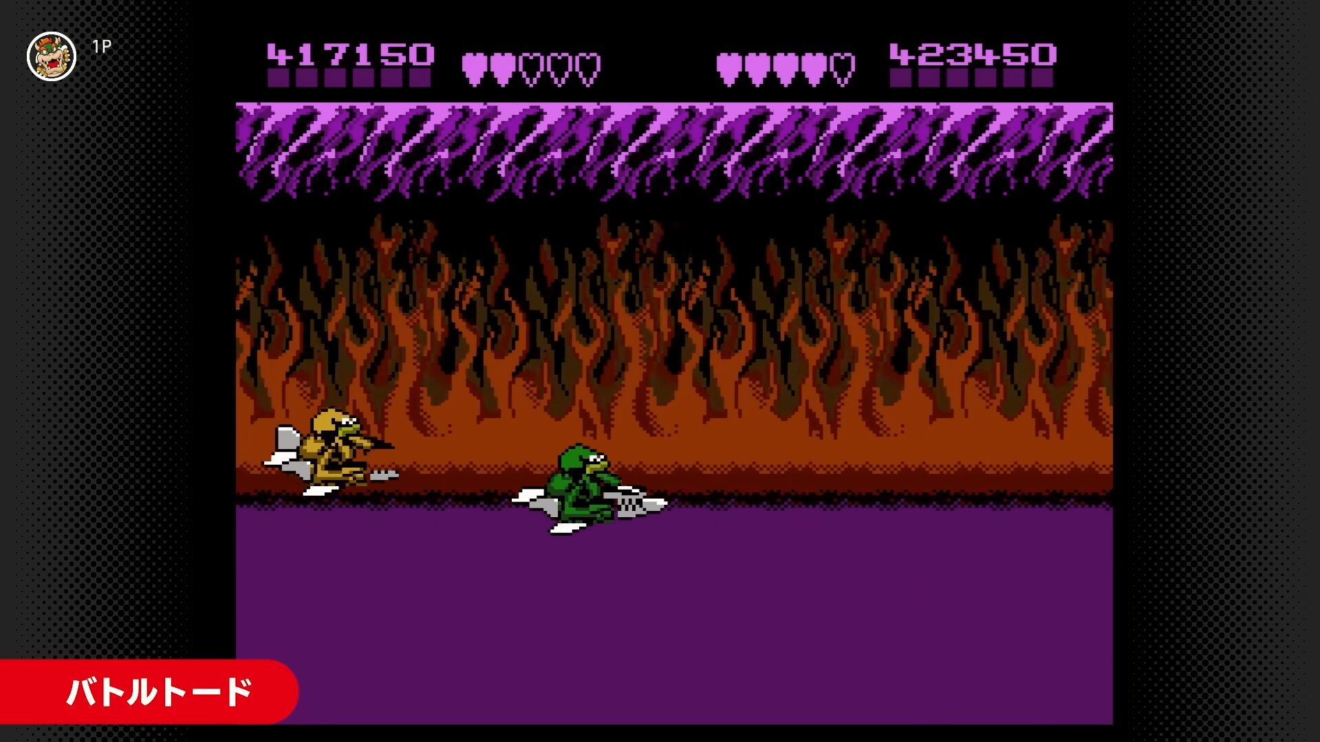 難易度の高さで有名なゲームボーイ版『バトルトード』のプレイ画面