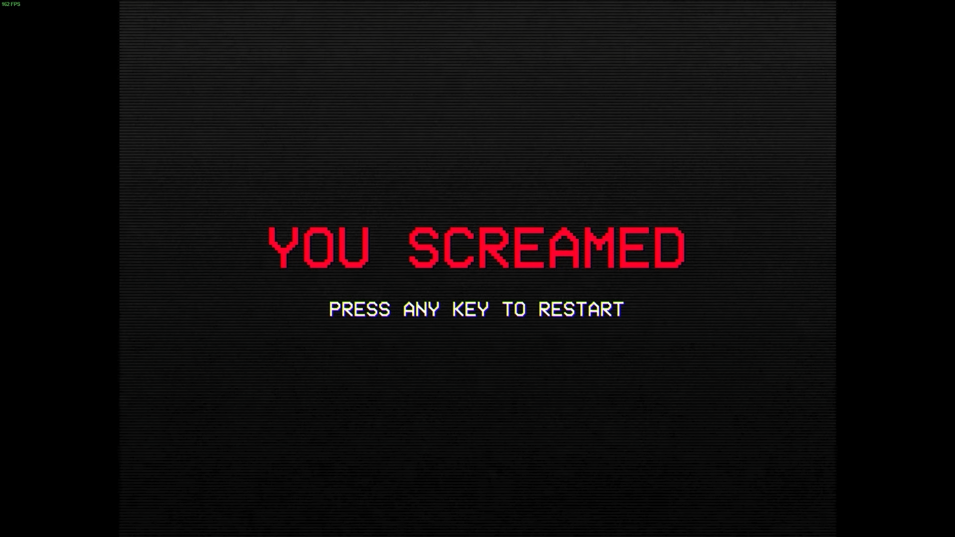 DON'T SCREAM TOGETHERで悲鳴をあげてしまい、ゲームオーバーになる瞬間。友情と恐怖が試される。