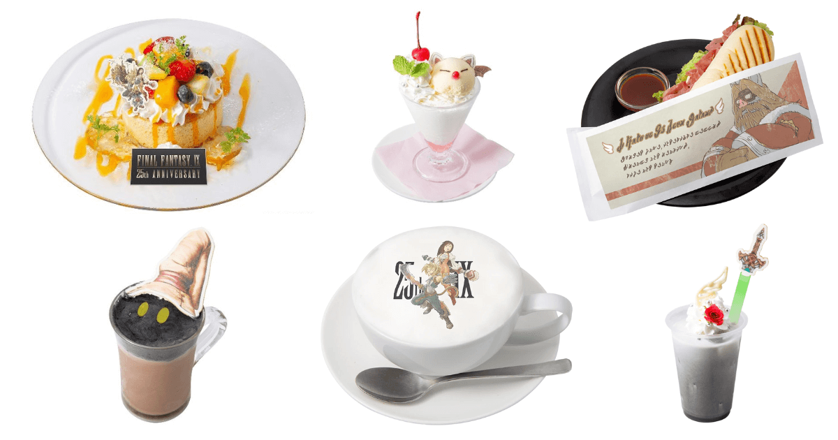 ビビをモチーフにしたドリンクや25周年記念ケーキの並ぶテーブル