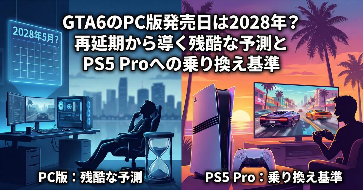 GTA6のPC版発売日は2028年?再延期から導く残酷な予測とPS5 Proへの乗り換え基準