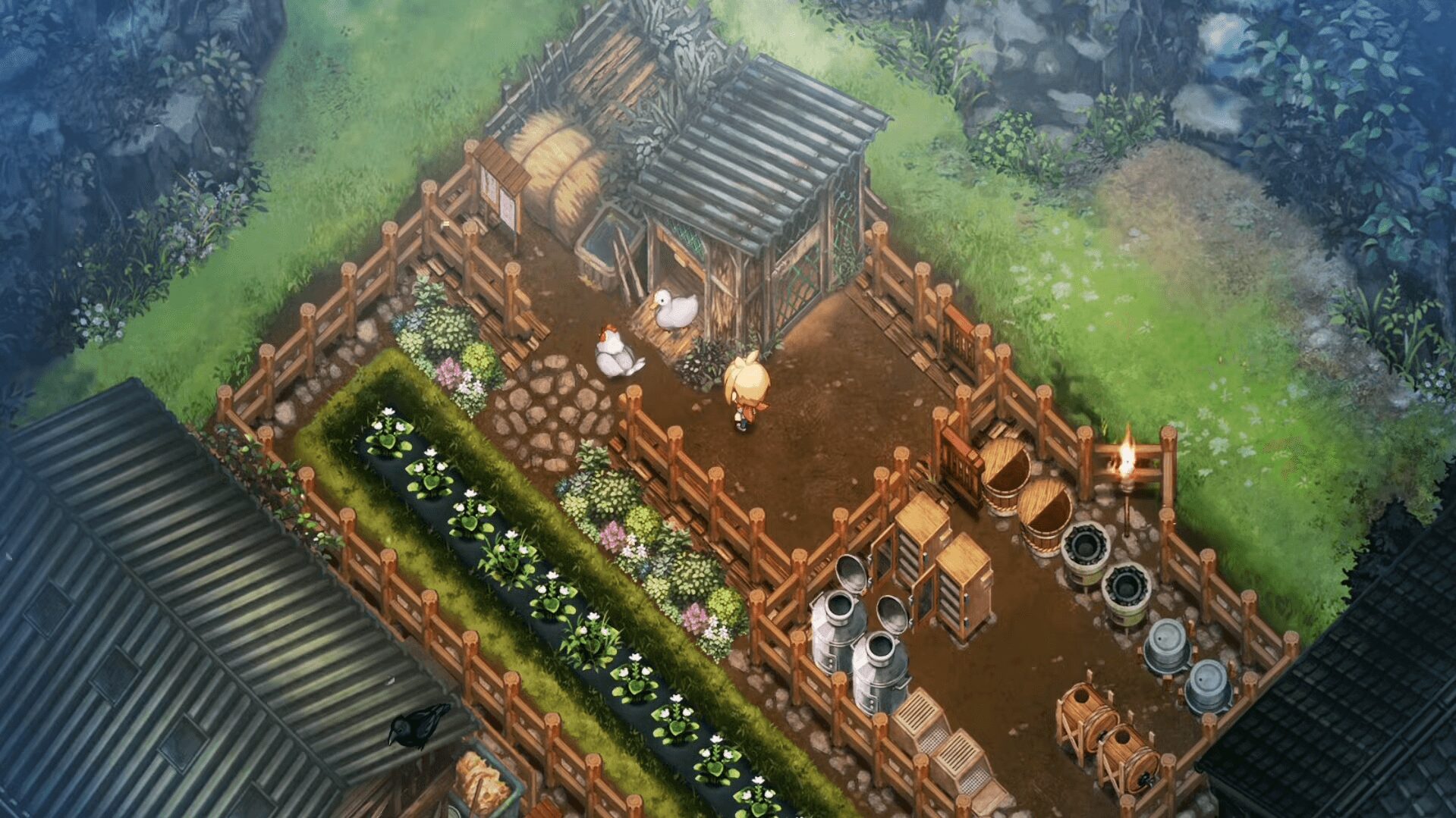 ほの暮しの庭のゲーム画面イメージ。