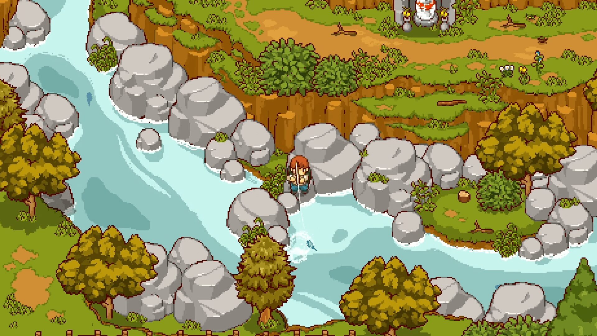 渓流で魚釣りを楽しむキャラクター、『にほんの田舎ぐらし』の釣りイベント