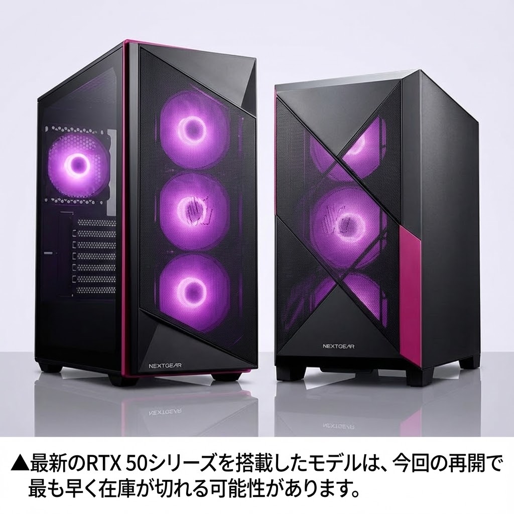 マウスコンピューターのNEXTGEARシリーズ、JGシリーズとHDシリーズを並べた比較画像