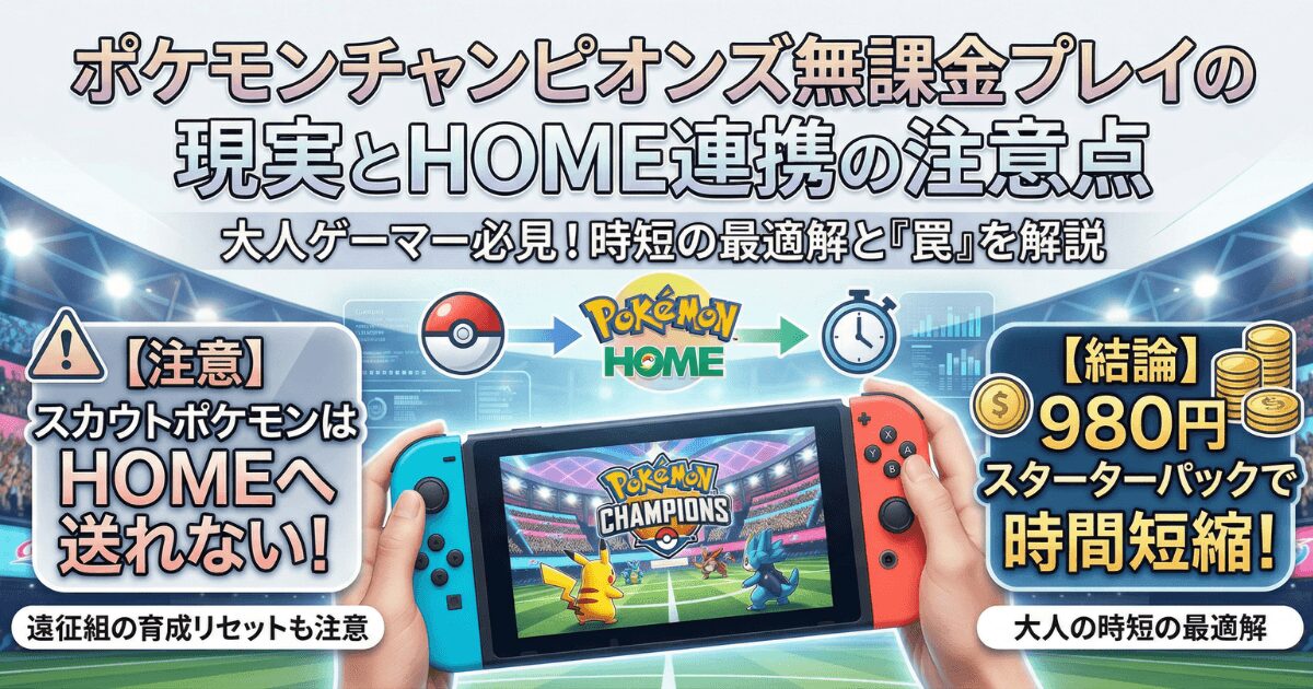 ポケモンチャンピオンズ無課金プレイの現実とHOME連携の注意点