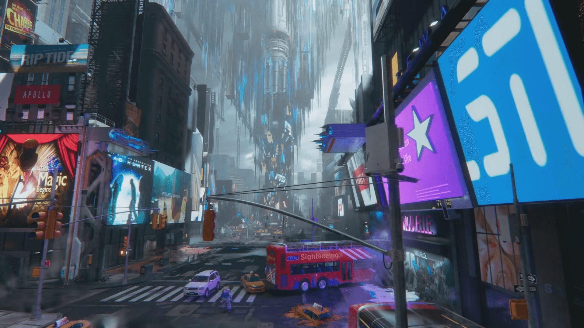 プラグマタのメインビジュアル、主人公のヒューと少女ディアナが月にいるSFアクションアドベンチャーの画像