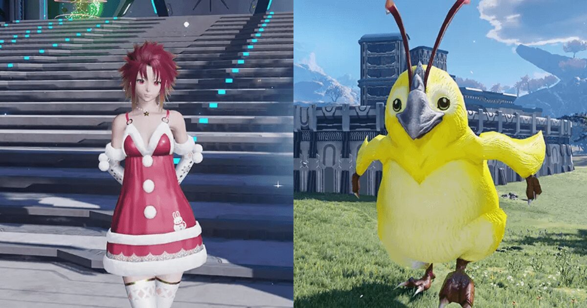 PSO2NGS 2025年12月アップデート「超・創世祭'25」のキービジュアル。クリスマス仕様になったセントラルシティと新ラッピーが描かれている。