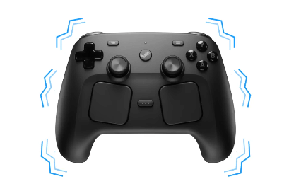 新型Steamコントローラーに搭載されたHDハプティクスモーターの配置イメージ図。