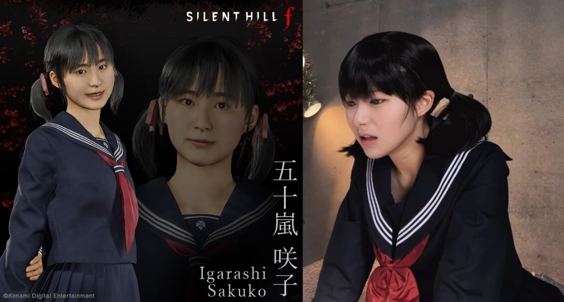 ゲーム内の五十嵐咲子とモデルの滝瀬妃夏さんの比較画像